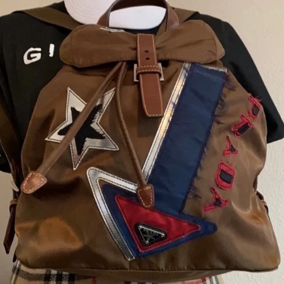 PRADA - V317 Amarante (Bordeaux) Black Nylon Backpack Prada | Bags | Prada Milano Logo Backpack Bag Nylon Leather  main image 2